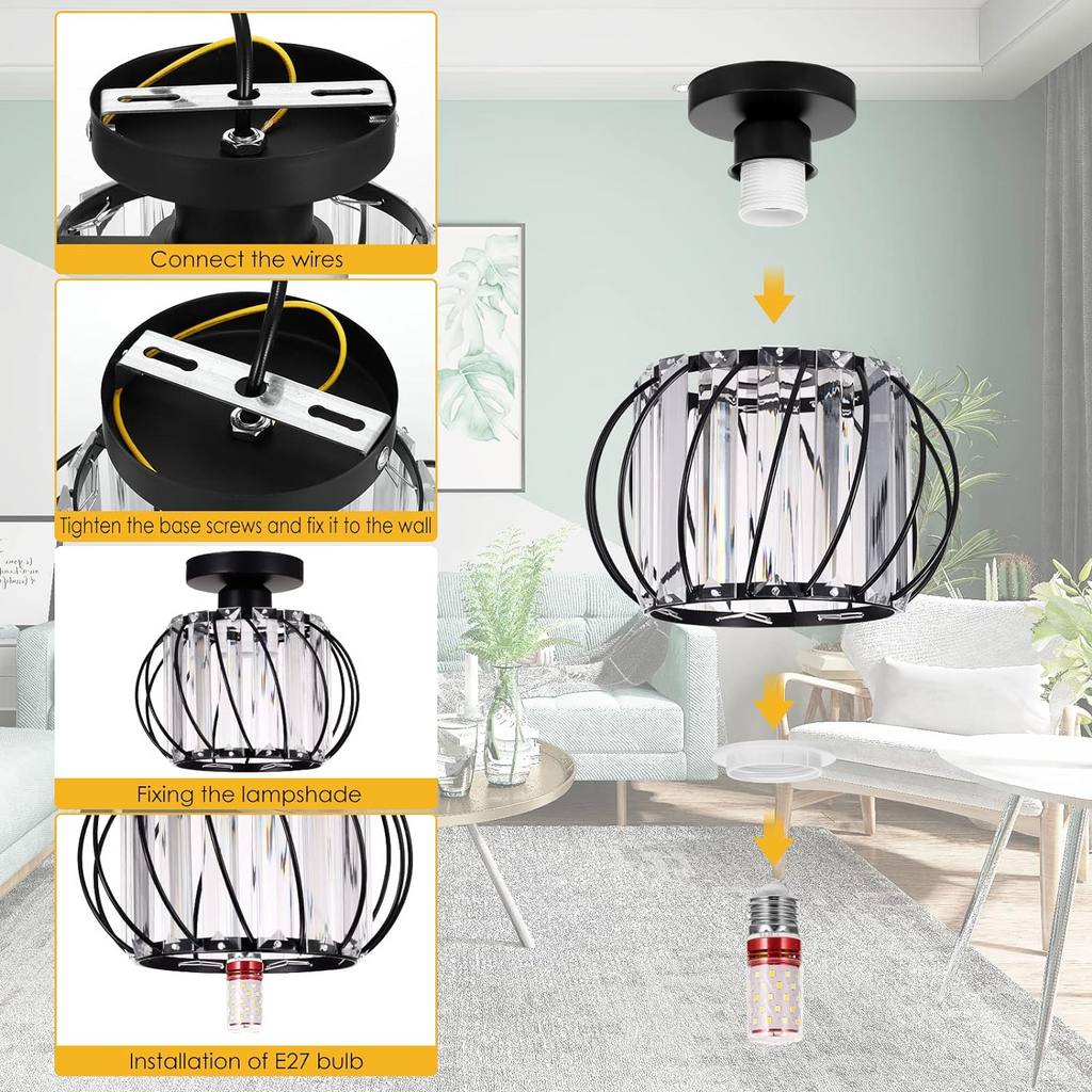 Dante Plafondlamp | Open Design met Glas & Metaal, Zwart of Goud