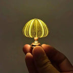 Miniature Night Light, Natural Sea Urchin Shell, Gold-Plated Metal Base, Button Cell Powered