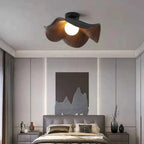 Bela Lotus Ceiling Light | Scandinavian Wood & Iron Flush Lamp
