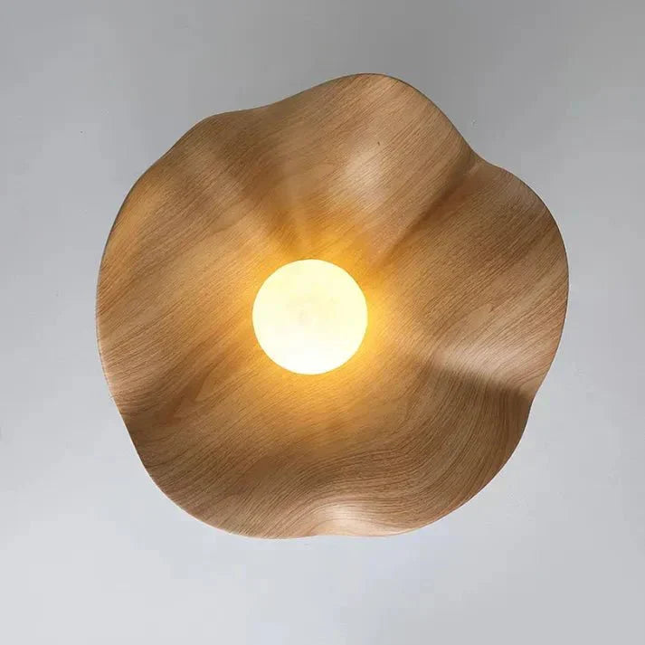 Bela Lotus Ceiling Light | Scandinavian Wood & Iron Flush Lamp