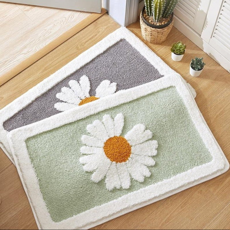 Daisy Bath Mat with Anti-Slip Bottom – Soft Quick Drying Water Absorbent Bathroom Mat