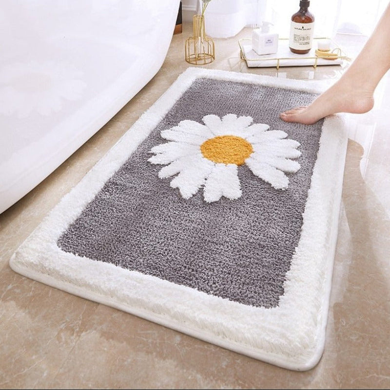 Daisy Bath Mat with Anti-Slip Bottom – Soft Quick Drying Water Absorbent Bathroom Mat