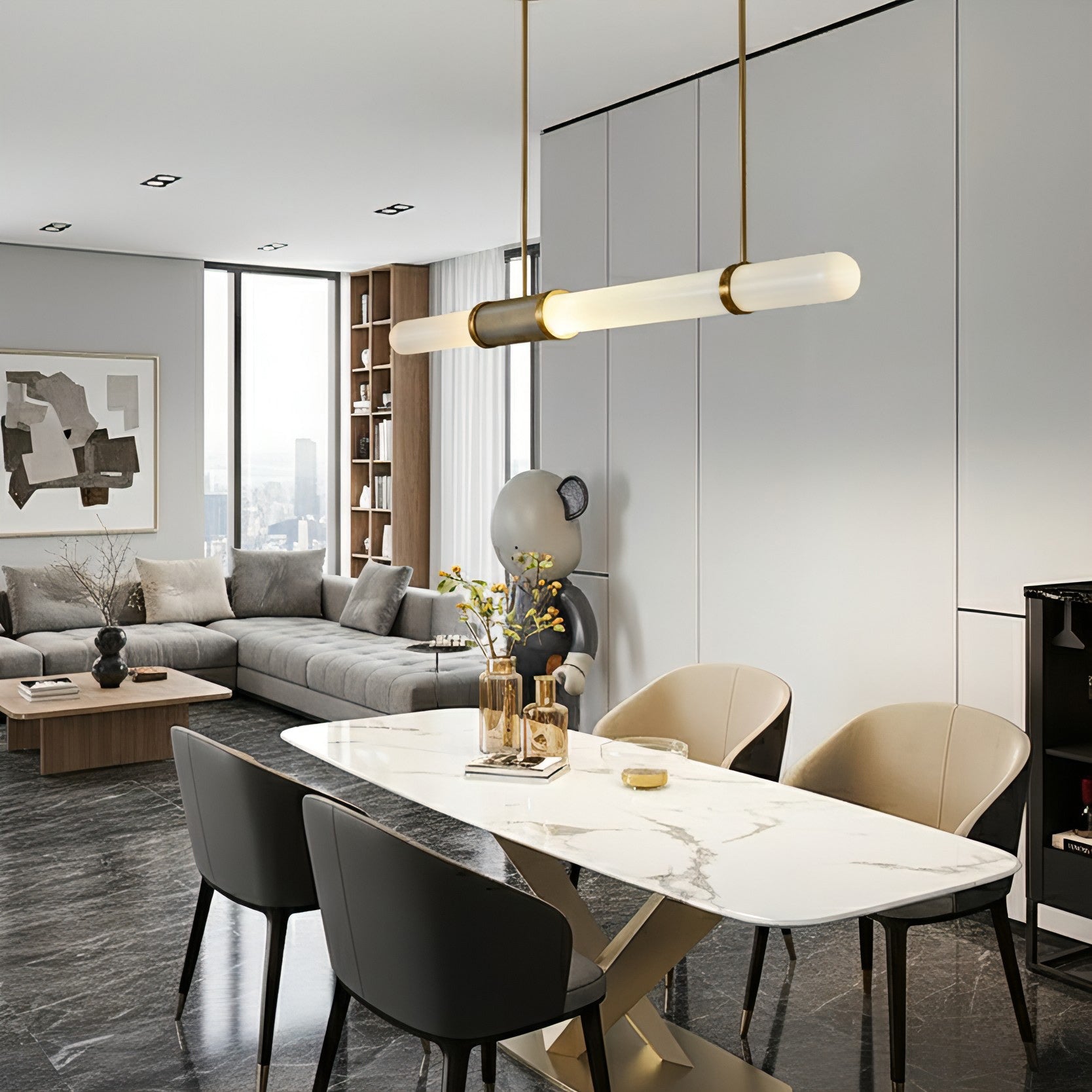 Linear Frosted Glass Pendant Light