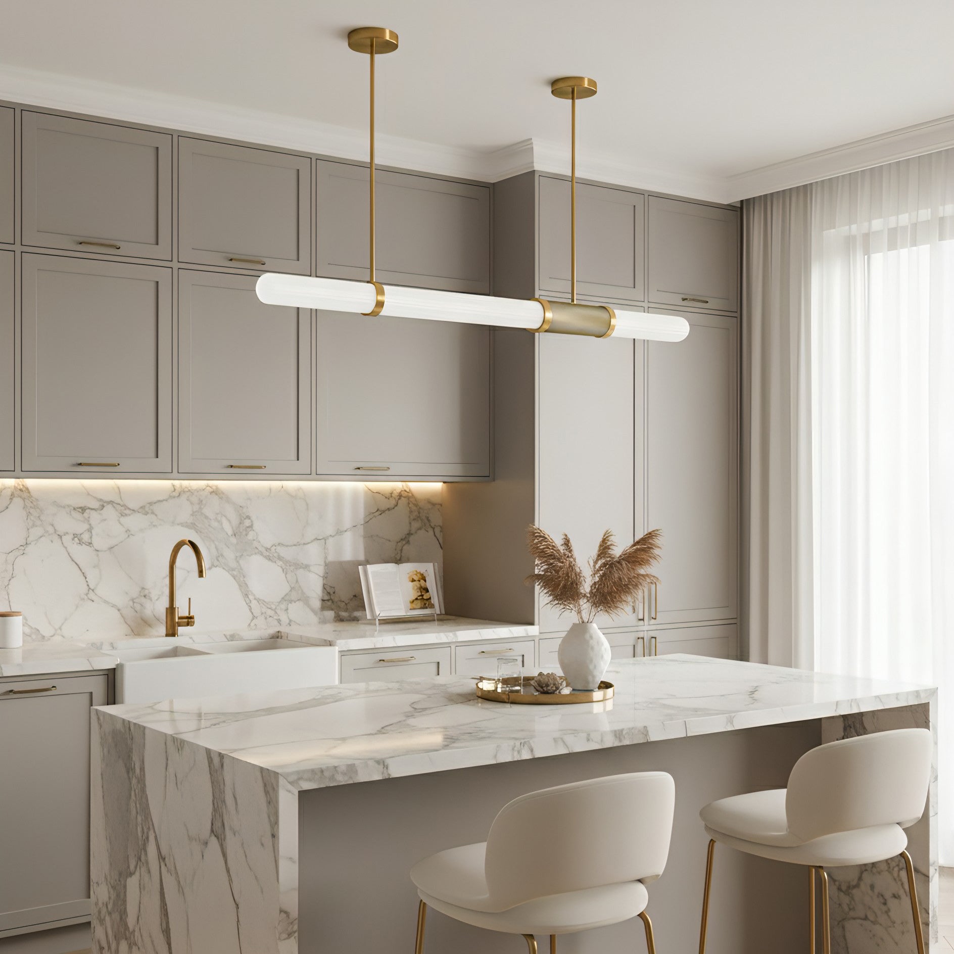 Linear Frosted Glass Pendant Light
