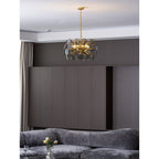 Blue Glass Disc Sputnik Chandelier