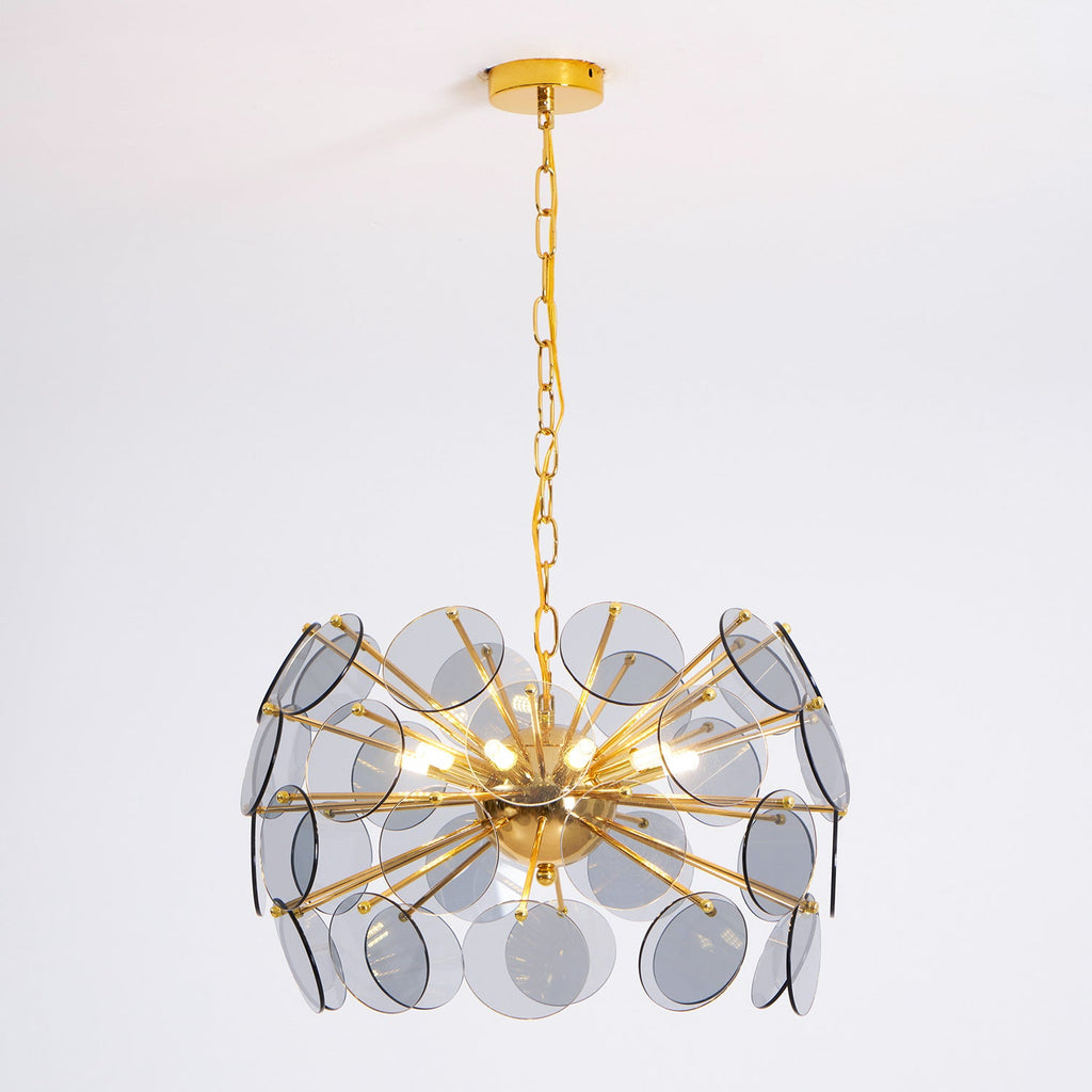 Blue Glass Disc Sputnik Chandelier