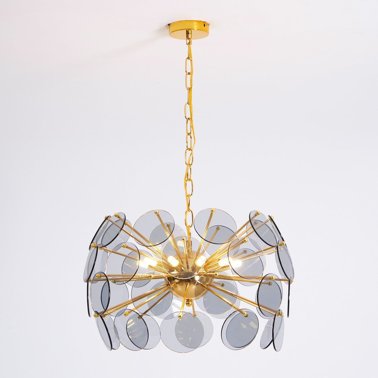 Blue Glass Disc Sputnik Chandelier