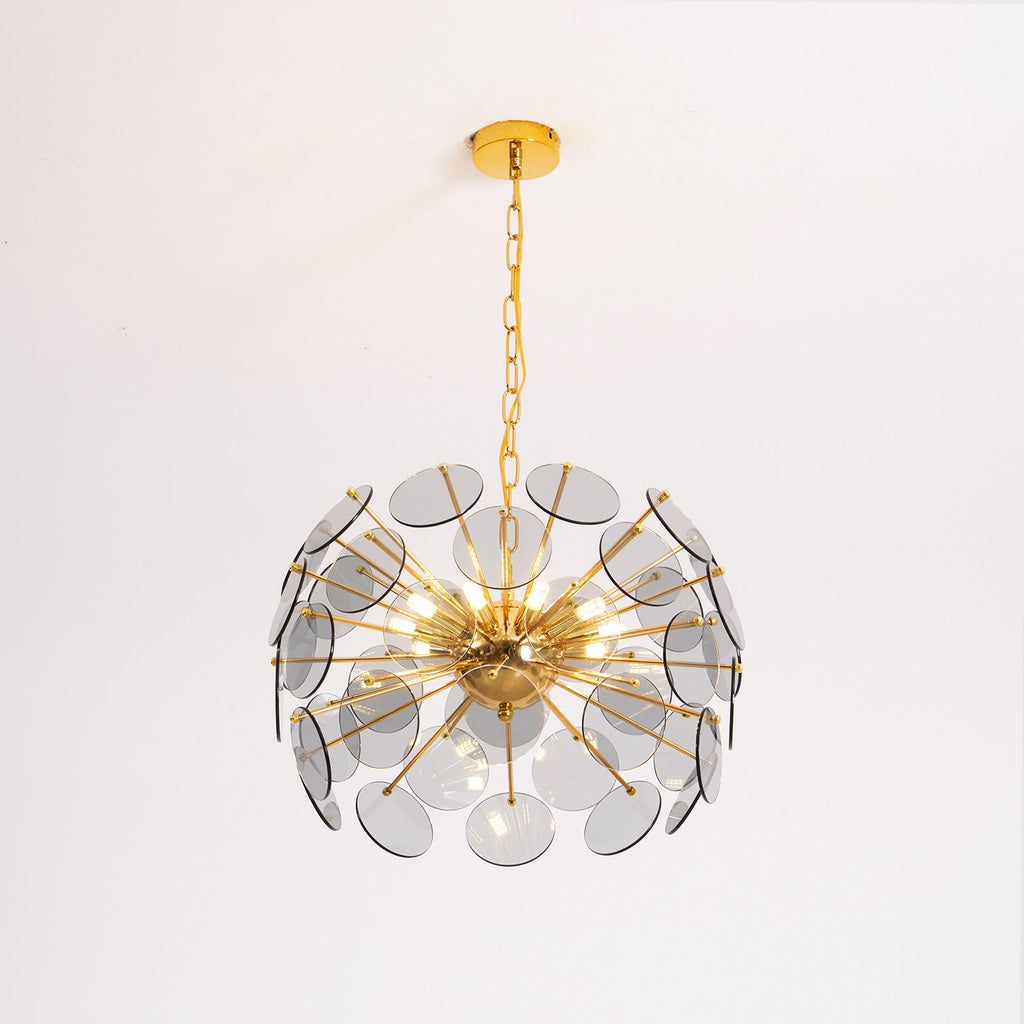 Blue Glass Disc Sputnik Chandelier