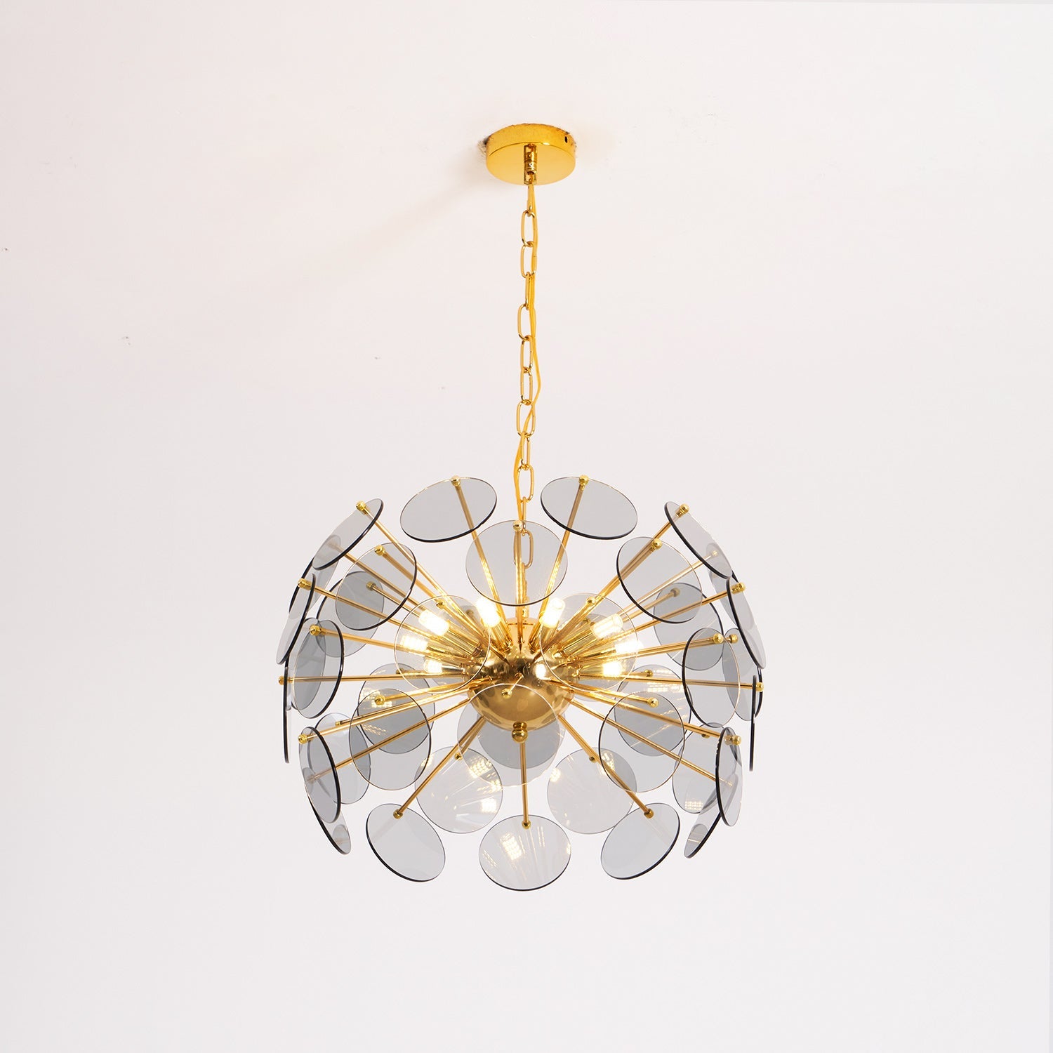 Blue Glass Disc Sputnik Chandelier