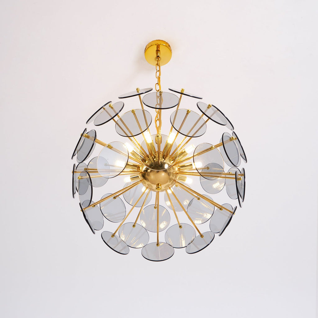Blue Glass Disc Sputnik Chandelier