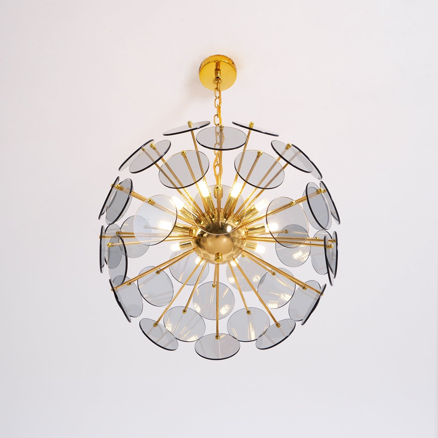 Blue Glass Disc Sputnik Chandelier