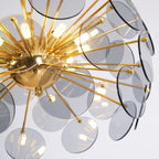 Blue Glass Disc Sputnik Chandelier