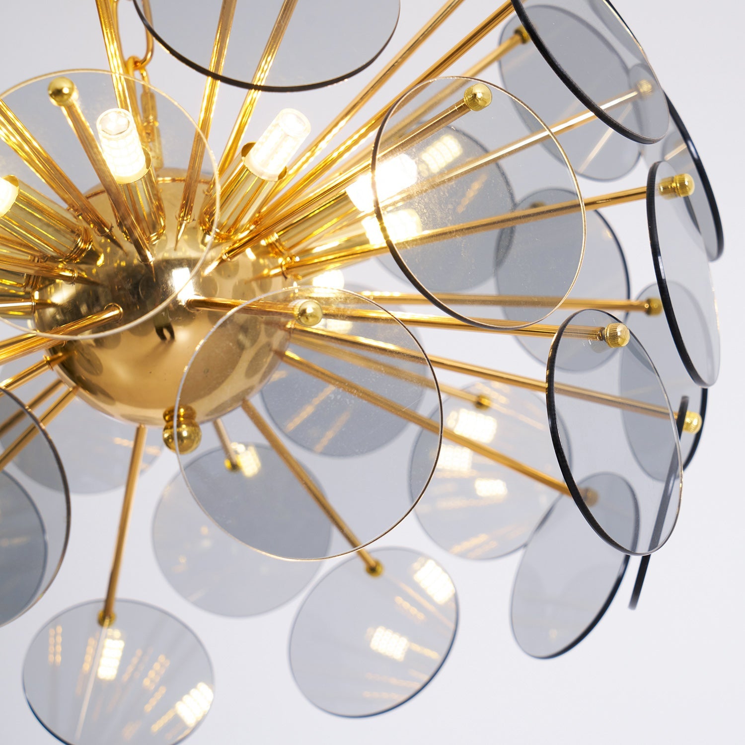 Blue Glass Disc Sputnik Chandelier