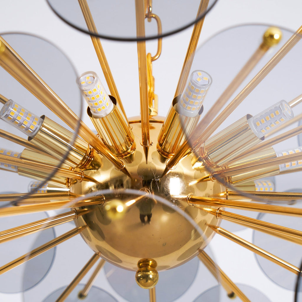 Blue Glass Disc Sputnik Chandelier