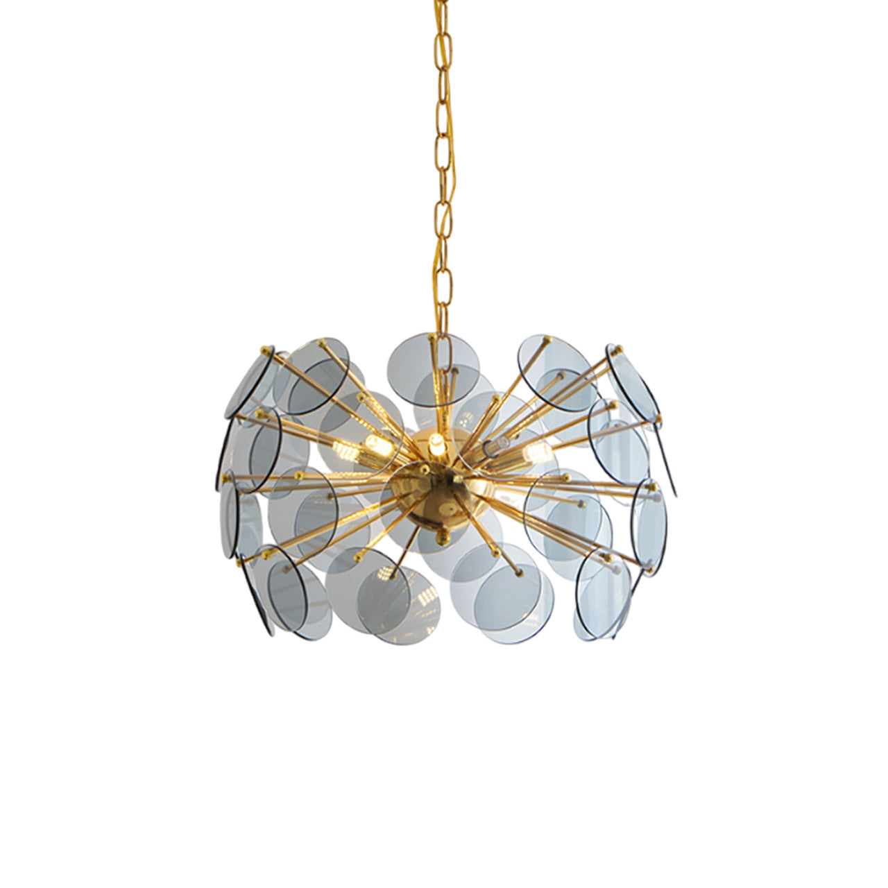 Blue Glass Disc Sputnik Chandelier