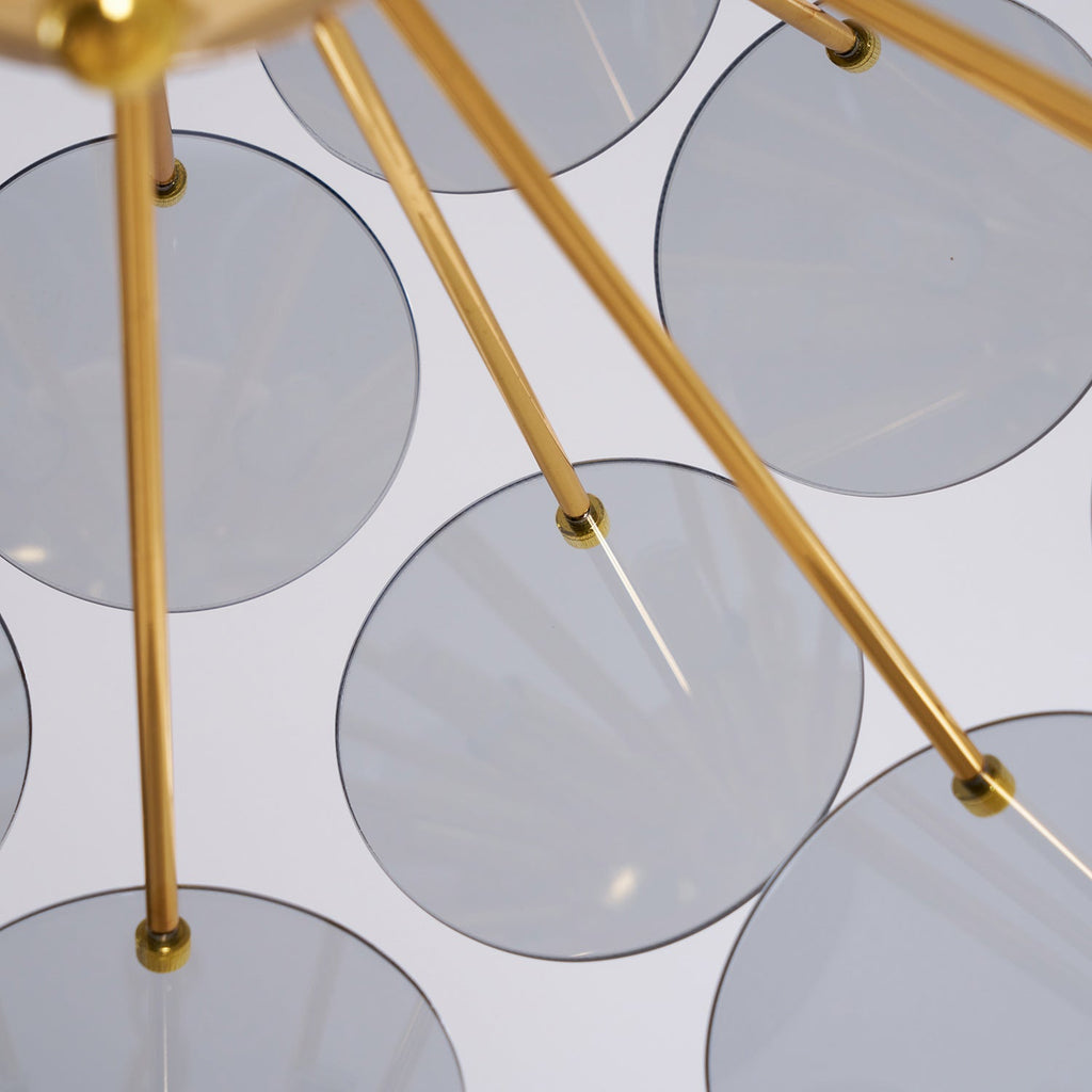 Blue Glass Disc Sputnik Chandelier
