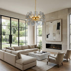 Blue Glass Disc Sputnik Chandelier