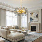 Blue Glass Disc Sputnik Chandelier