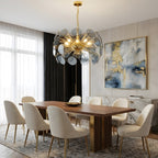 Blue Glass Disc Sputnik Chandelier