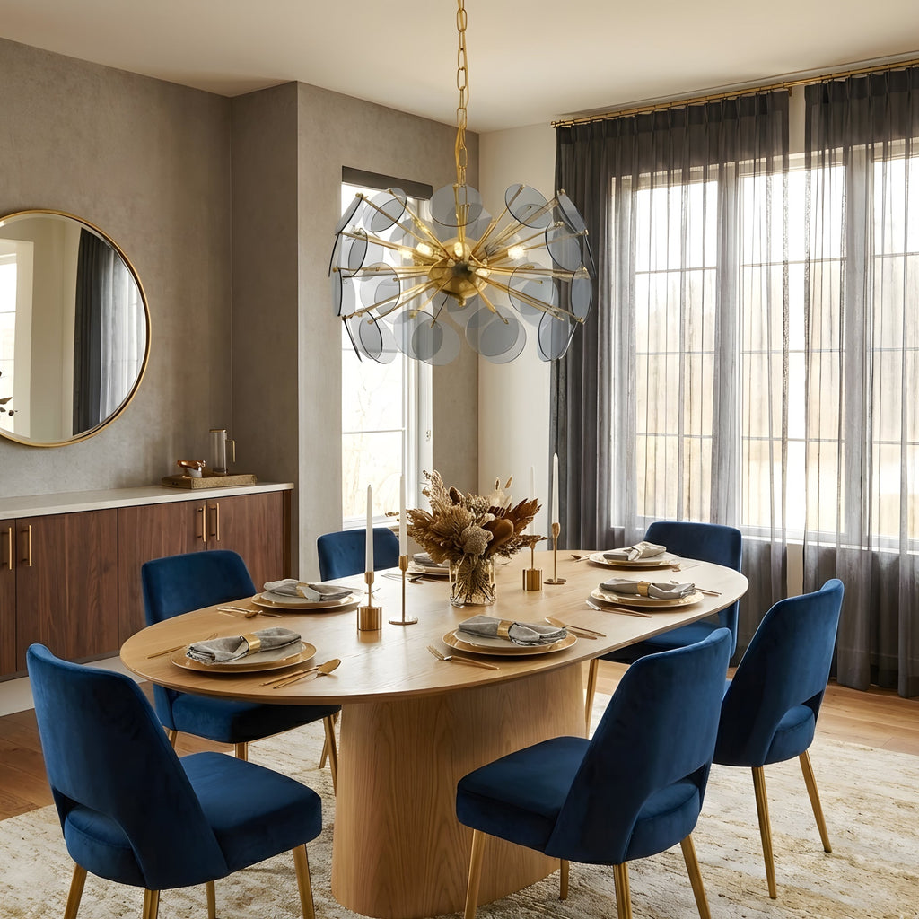 Blue Glass Disc Sputnik Chandelier