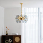 Blue Glass Disc Sputnik Chandelier