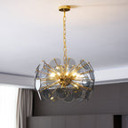 Blue Glass Disc Sputnik Chandelier
