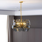 Blue Glass Disc Sputnik Chandelier