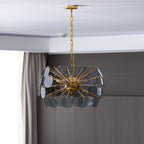 Blue Glass Disc Sputnik Chandelier