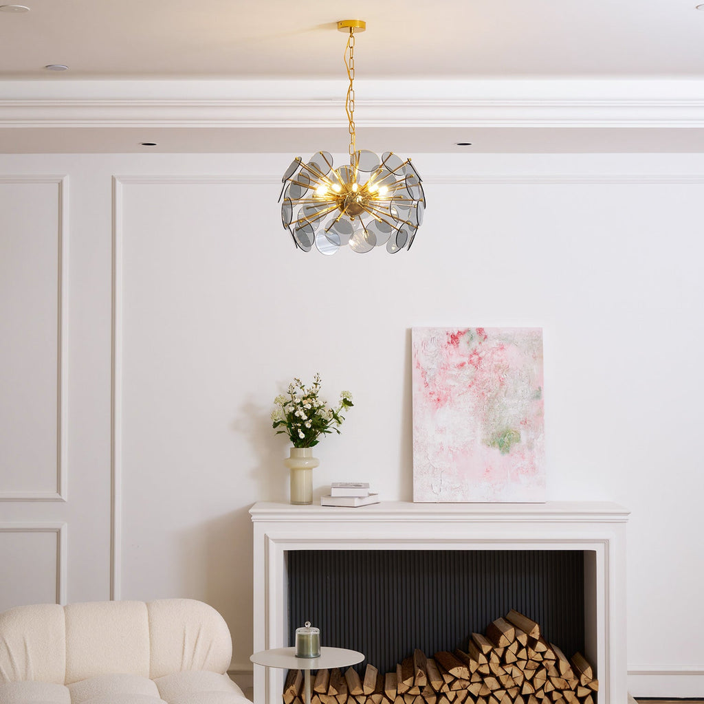 Blue Glass Disc Sputnik Chandelier