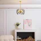 Blue Glass Disc Sputnik Chandelier