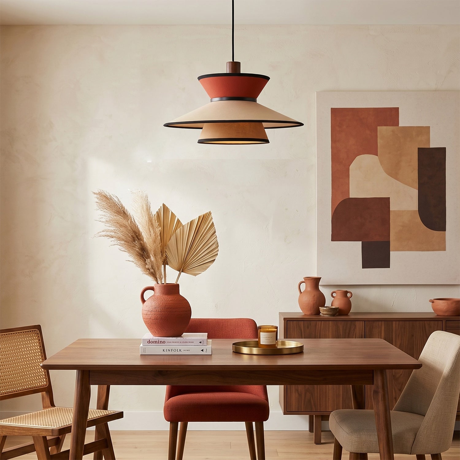 Tiered Fabric Pendant Light, 3-Shade