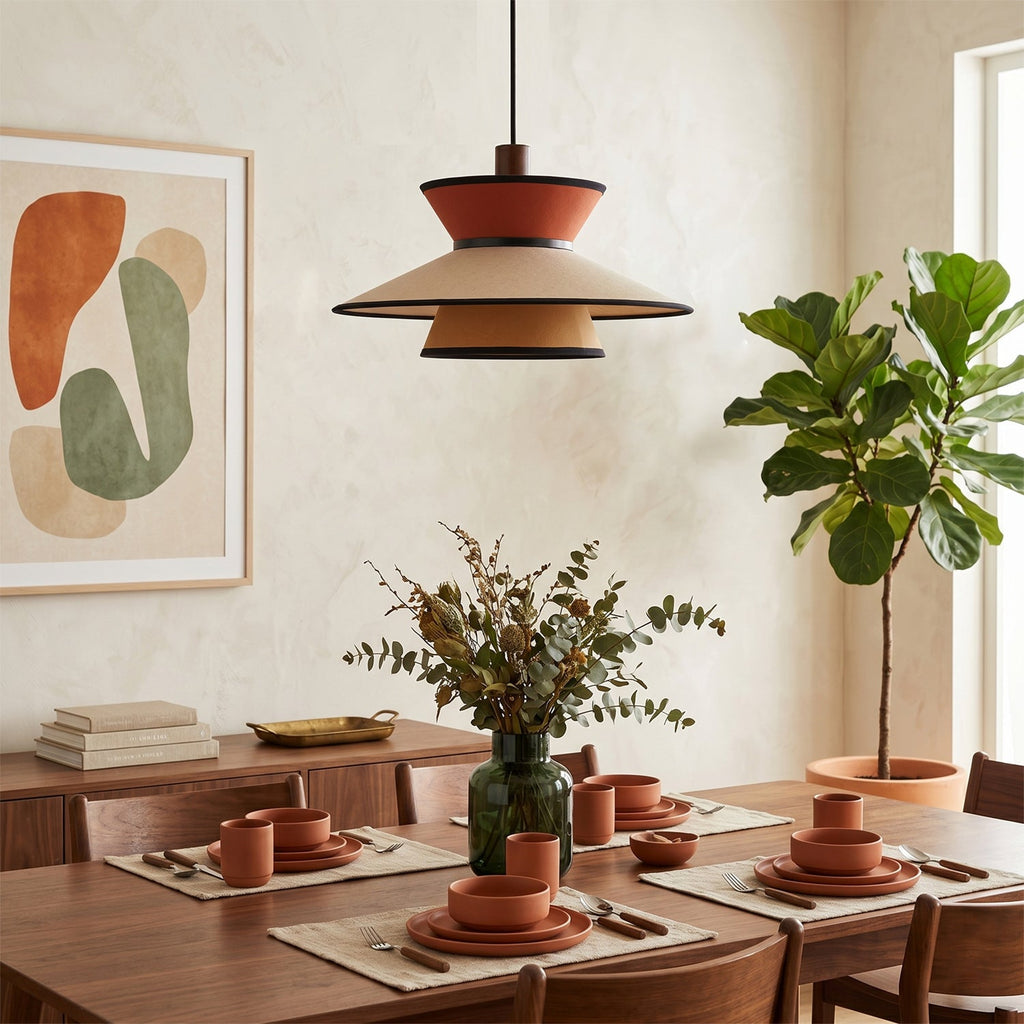 Tiered Fabric Pendant Light, 3-Shade