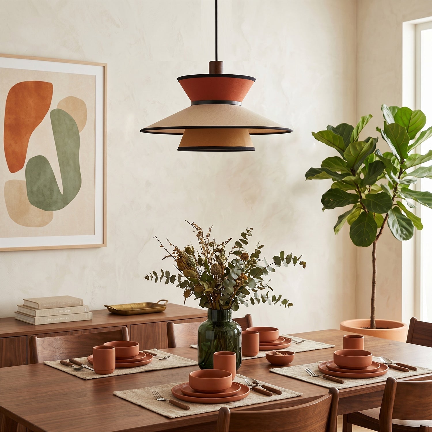 Tiered Fabric Pendant Light, 3-Shade