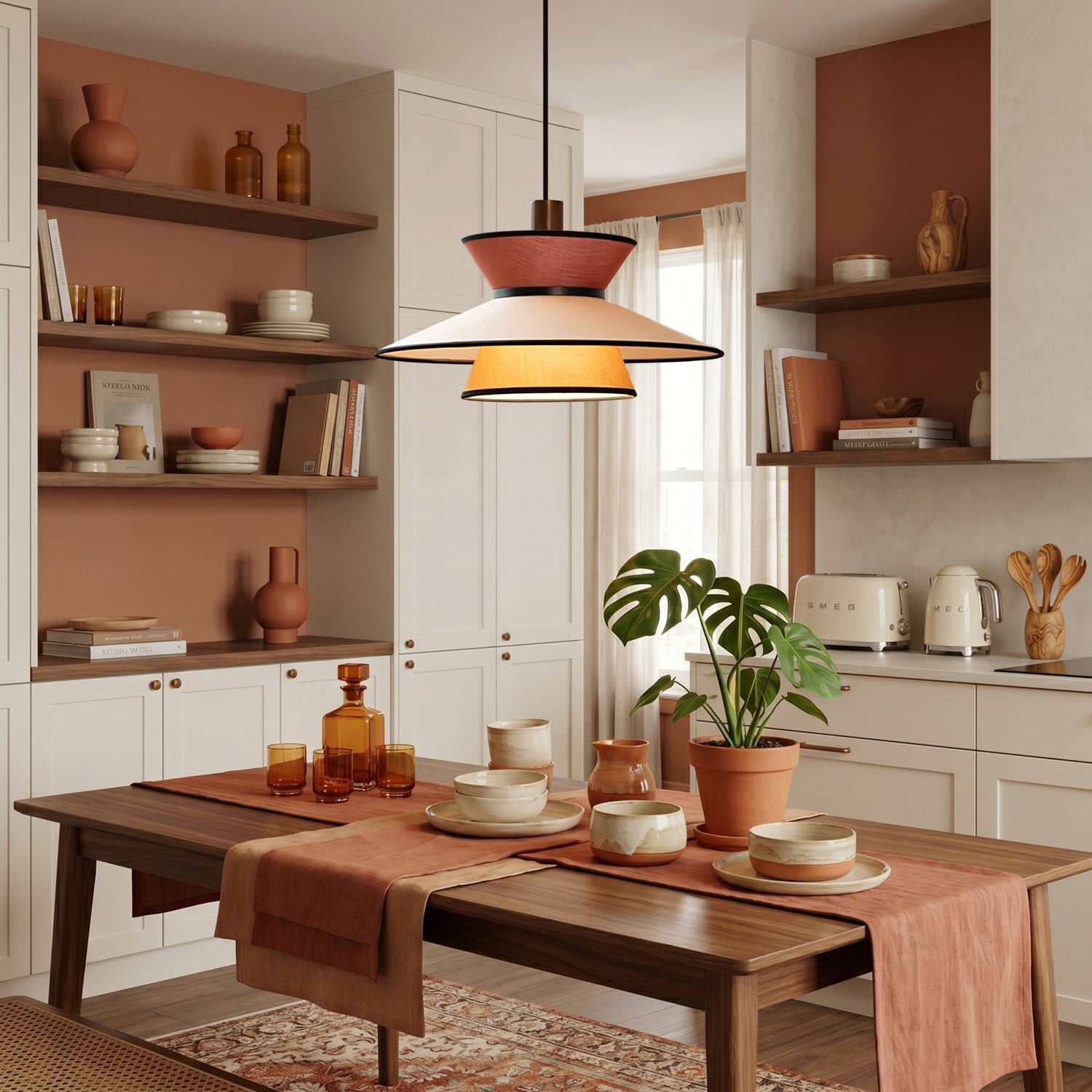 Tiered Fabric Pendant Light, 3-Shade