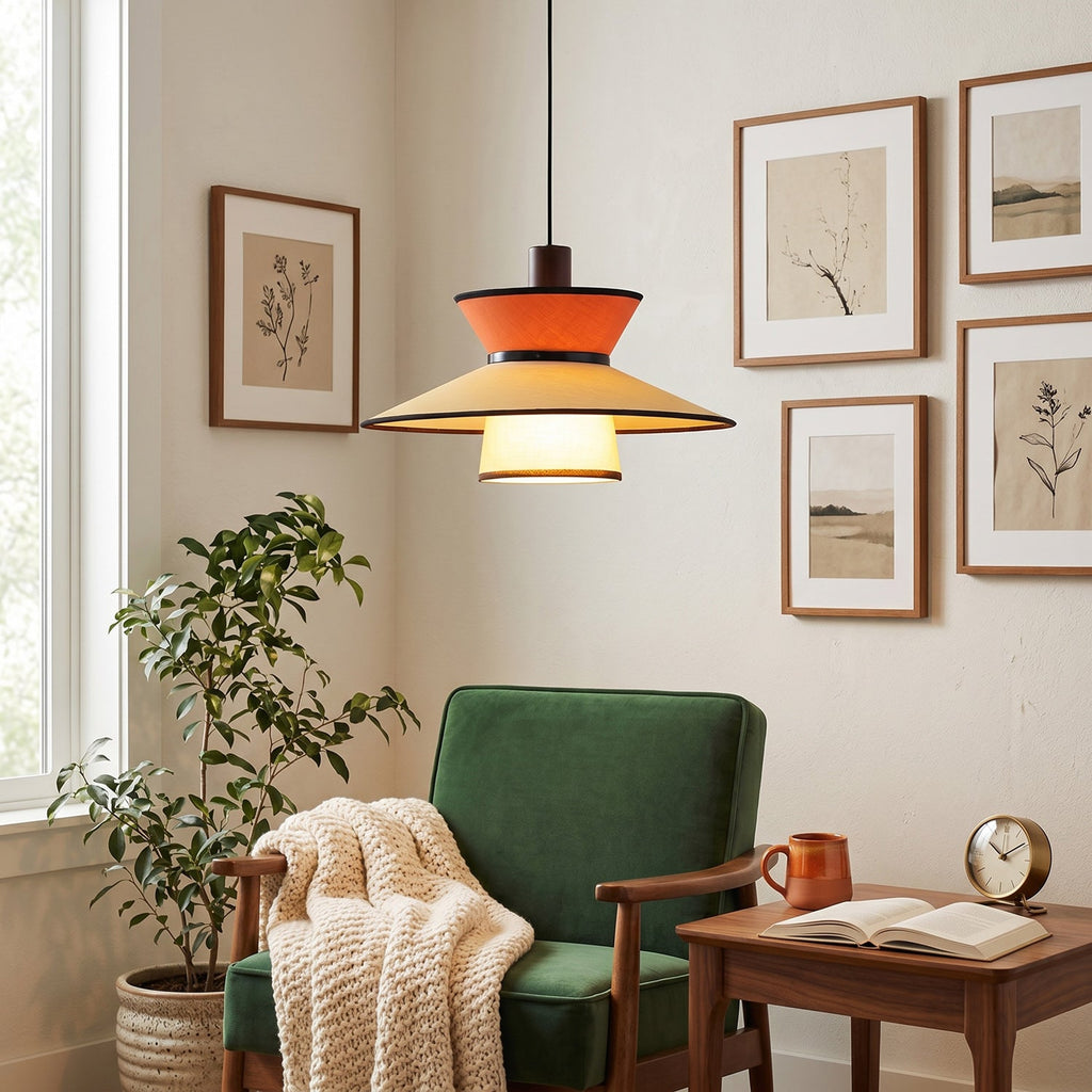 Tiered Fabric Pendant Light, 3-Shade