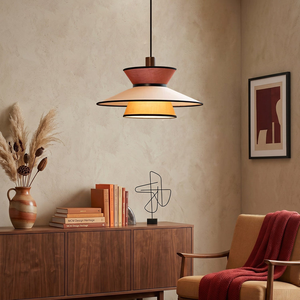 Tiered Fabric Pendant Light, 3-Shade