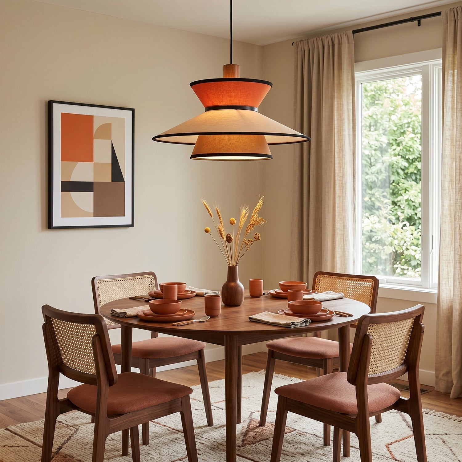 Tiered Fabric Pendant Light, 3-Shade