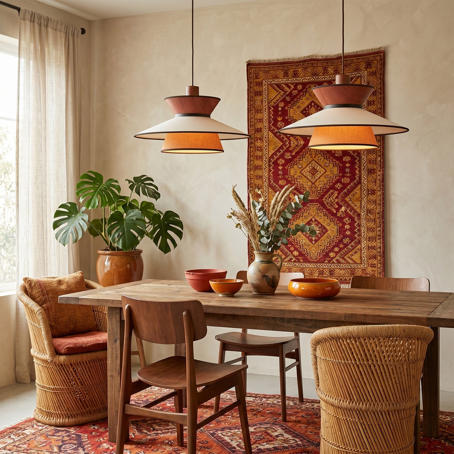 Tiered Fabric Pendant Light, 3-Shade