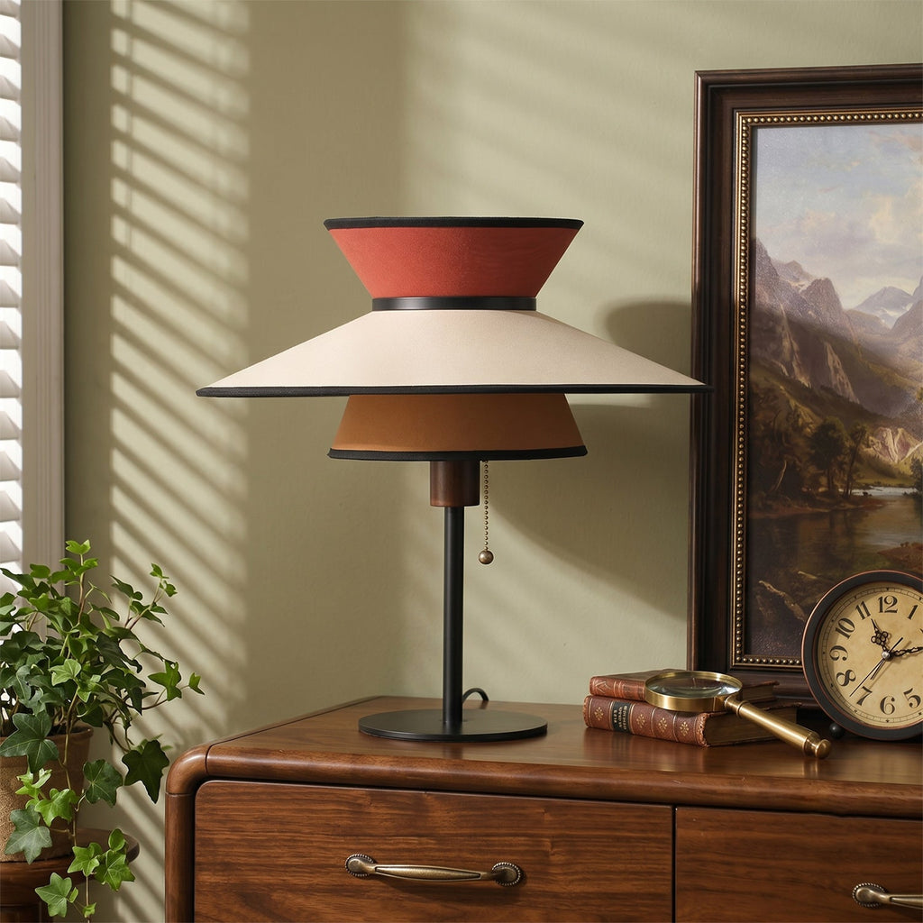 Tiered Linen Table Lamp