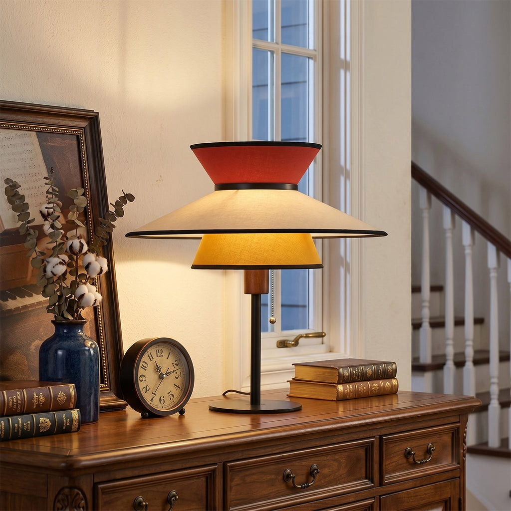 Tiered Linen Table Lamp