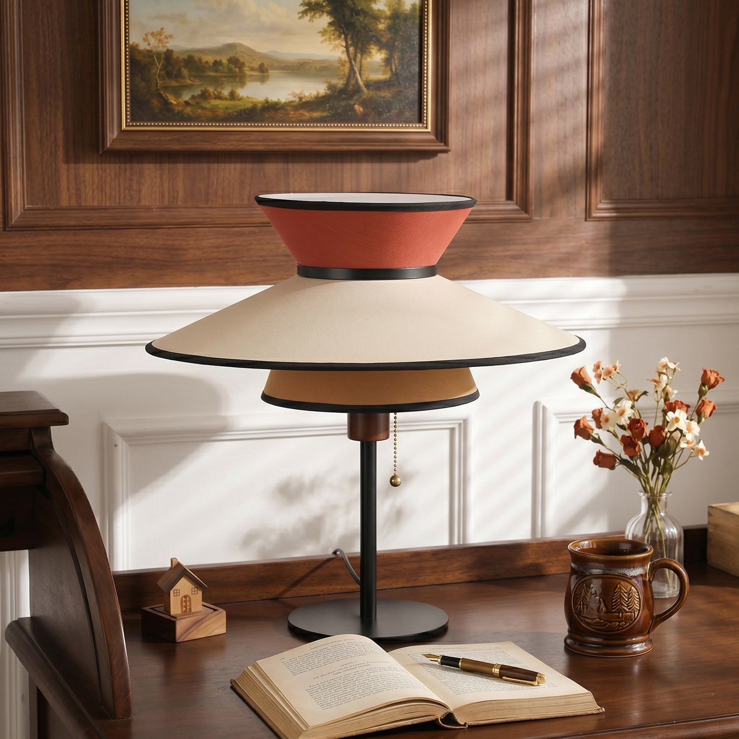 Tiered Linen Table Lamp