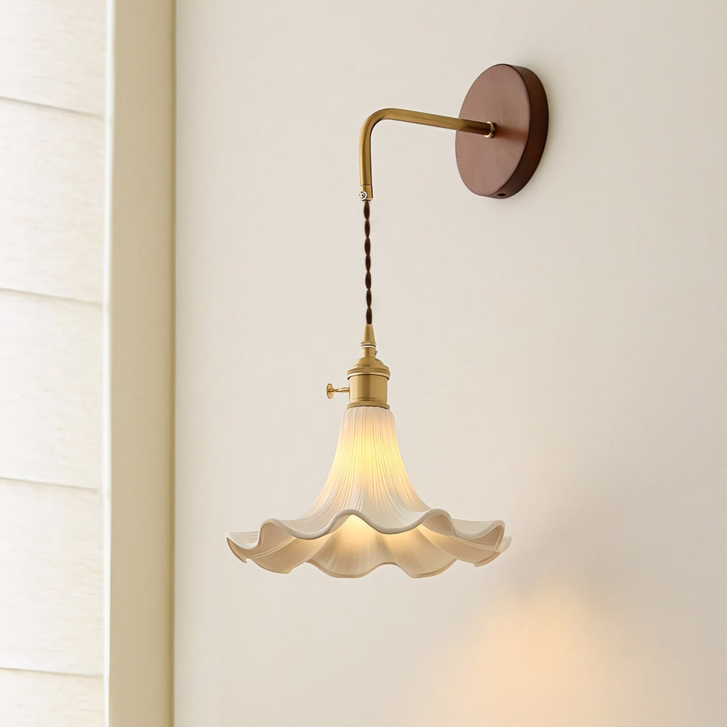 Scalloped Ceramic Drop Wall Sconce