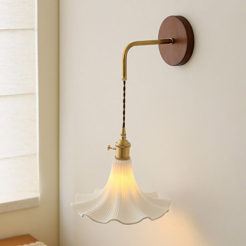 Scalloped Ceramic Drop Wall Sconce