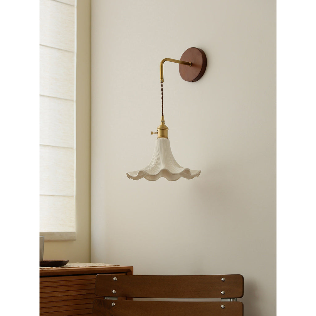 Scalloped Ceramic Drop Wall Sconce