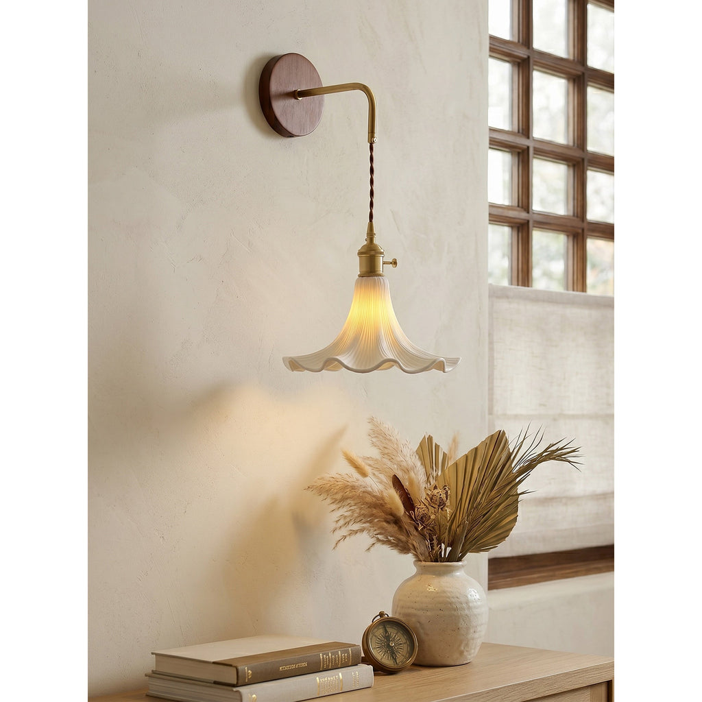 Scalloped Ceramic Drop Wall Sconce