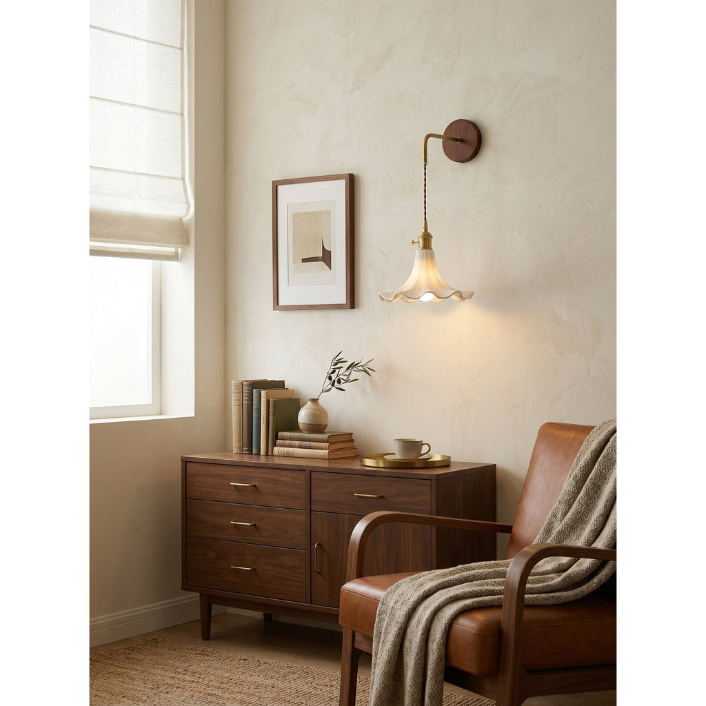 Scalloped Ceramic Drop Wall Sconce