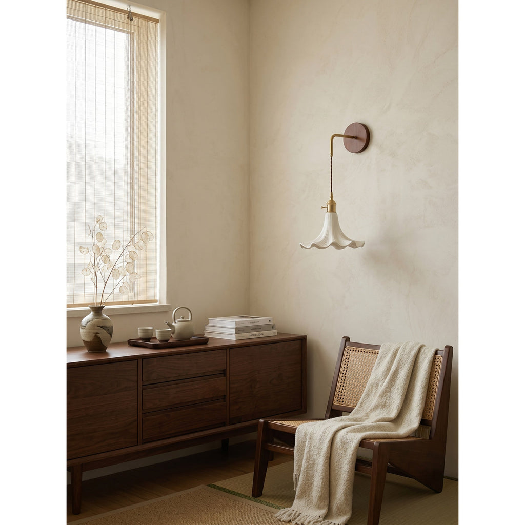 Scalloped Ceramic Drop Wall Sconce