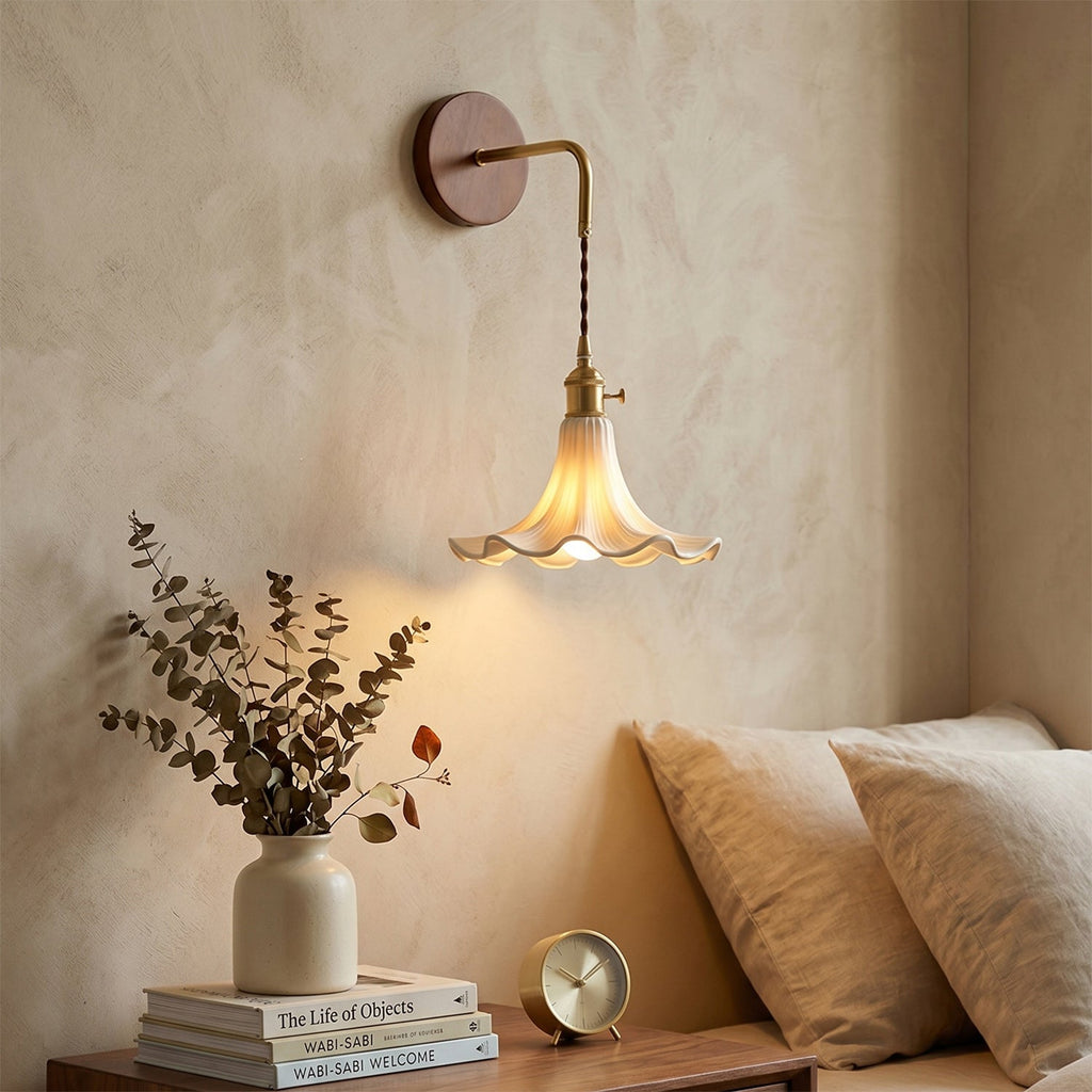 Scalloped Ceramic Drop Wall Sconce