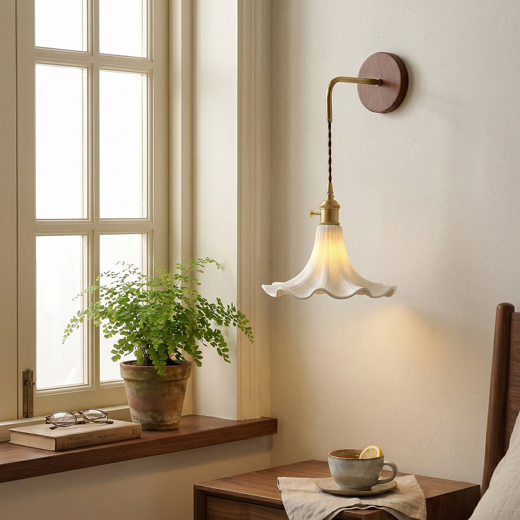 Scalloped Ceramic Drop Wall Sconce