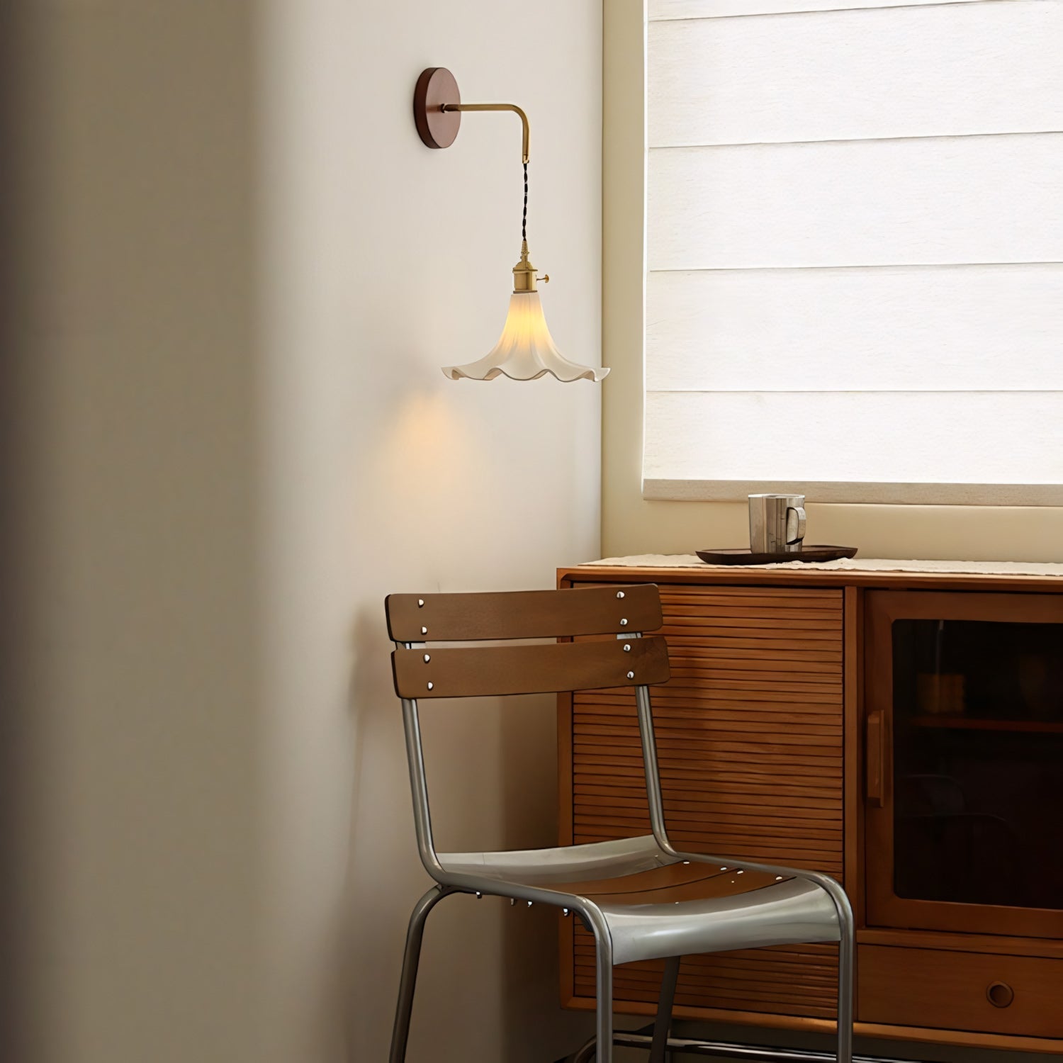 Scalloped Ceramic Drop Wall Sconce